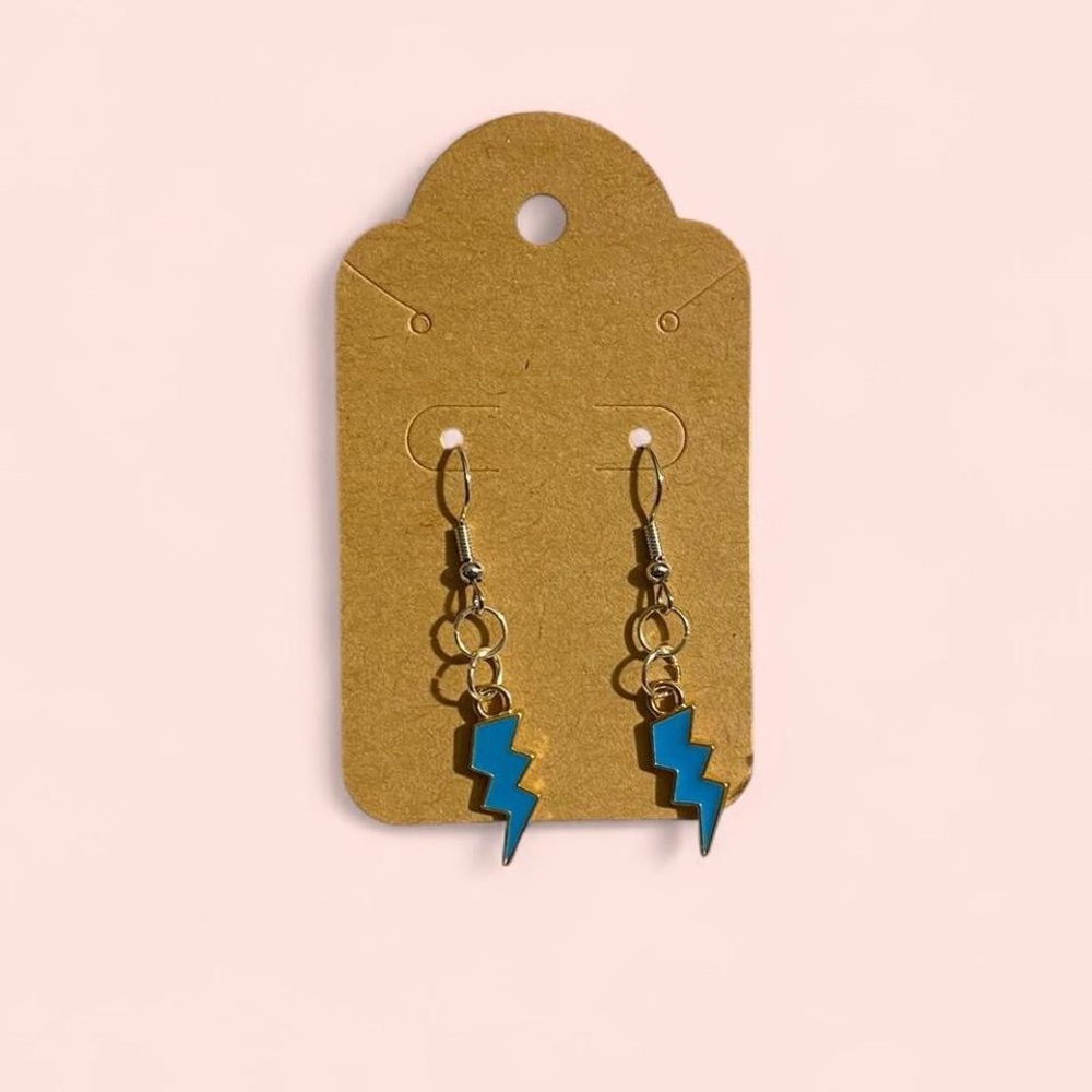 Blue Lightning Bolt Earrings
